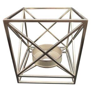Bath & Body Works Rare Metal Large Square Luminary 3 Wick Candle Holder Textured